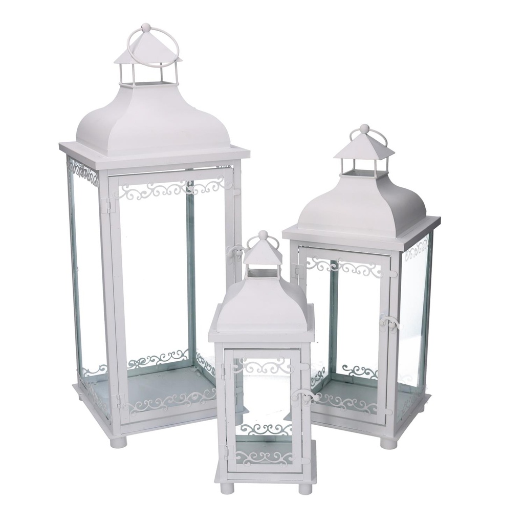 Lanterna metallo 1-3 bianco cm20x20h53,2