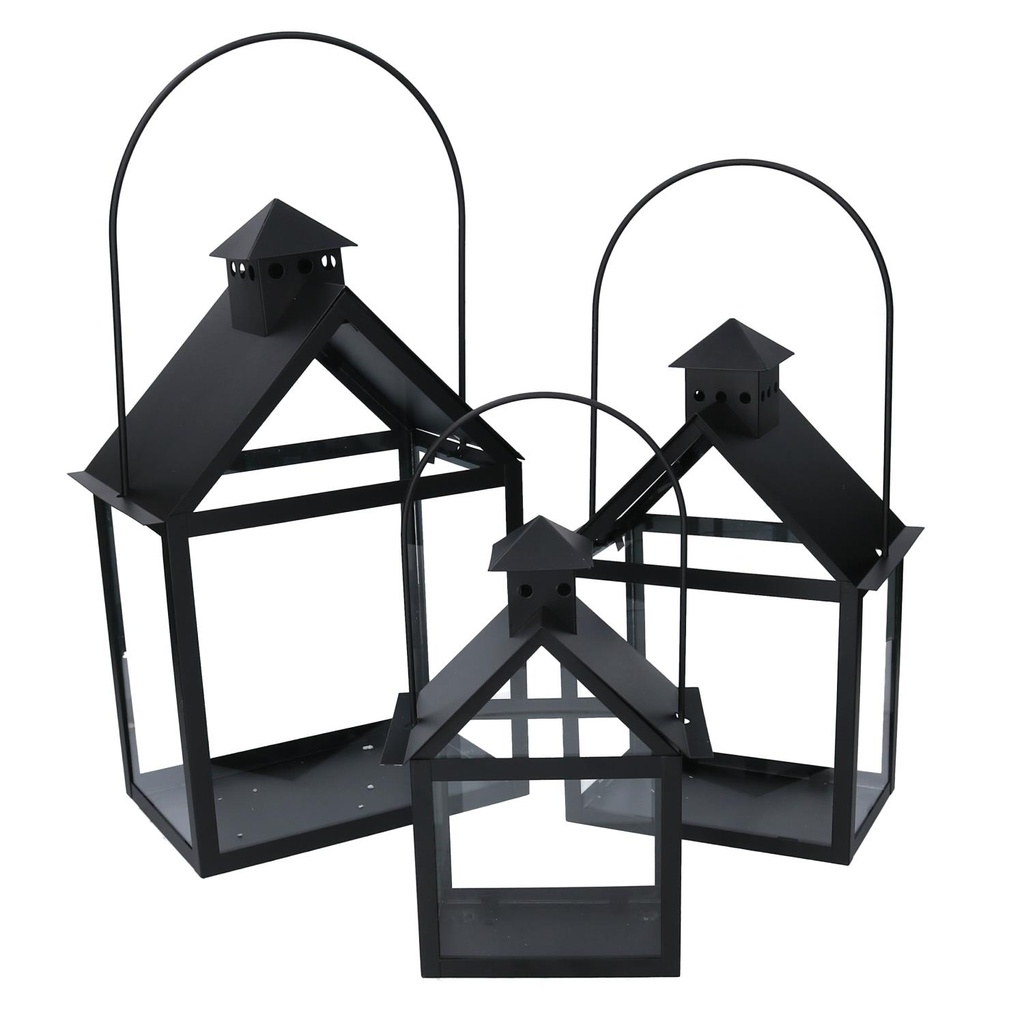 Black metal lantern 1-3 cm27x18,2h41-51