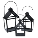 Black metal lantern 1-3 cm27x18,2h41-51