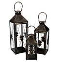 Black and gold metal lantern 1-3 cm19x19h54-66