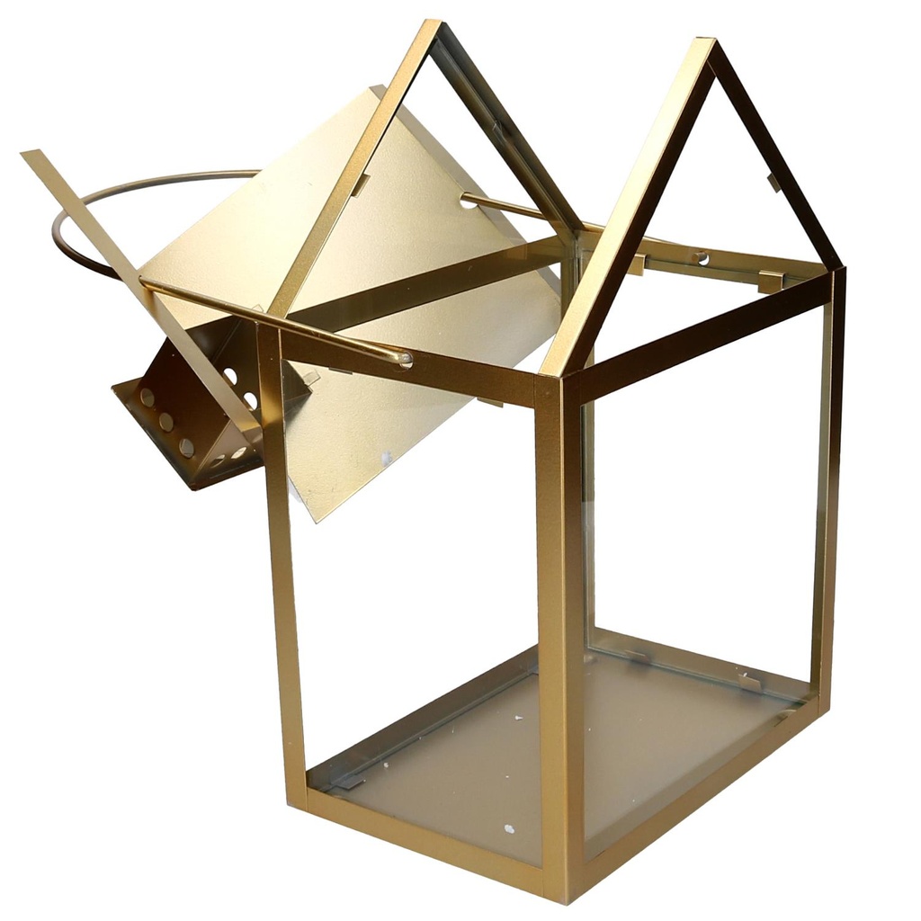 Metal lantern 1-3 gold cm27x18,2h42