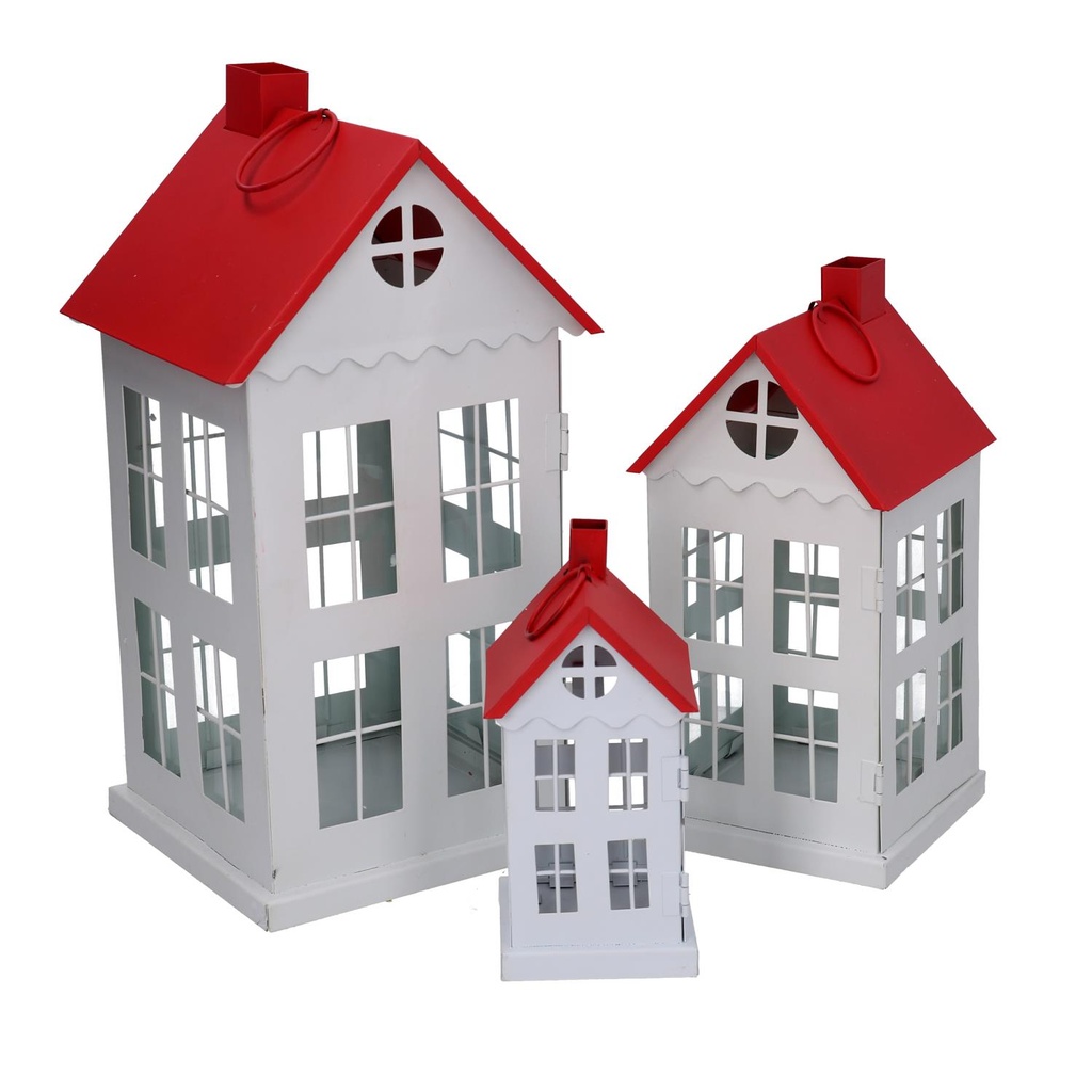 Lanterna metallo 1-3 tetto rosso quadrocm17x17h34