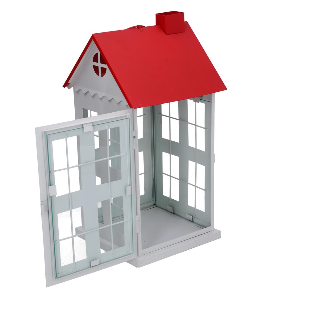 Lanterna metallo 1-3 tetto rosso quadrocm17x17h34