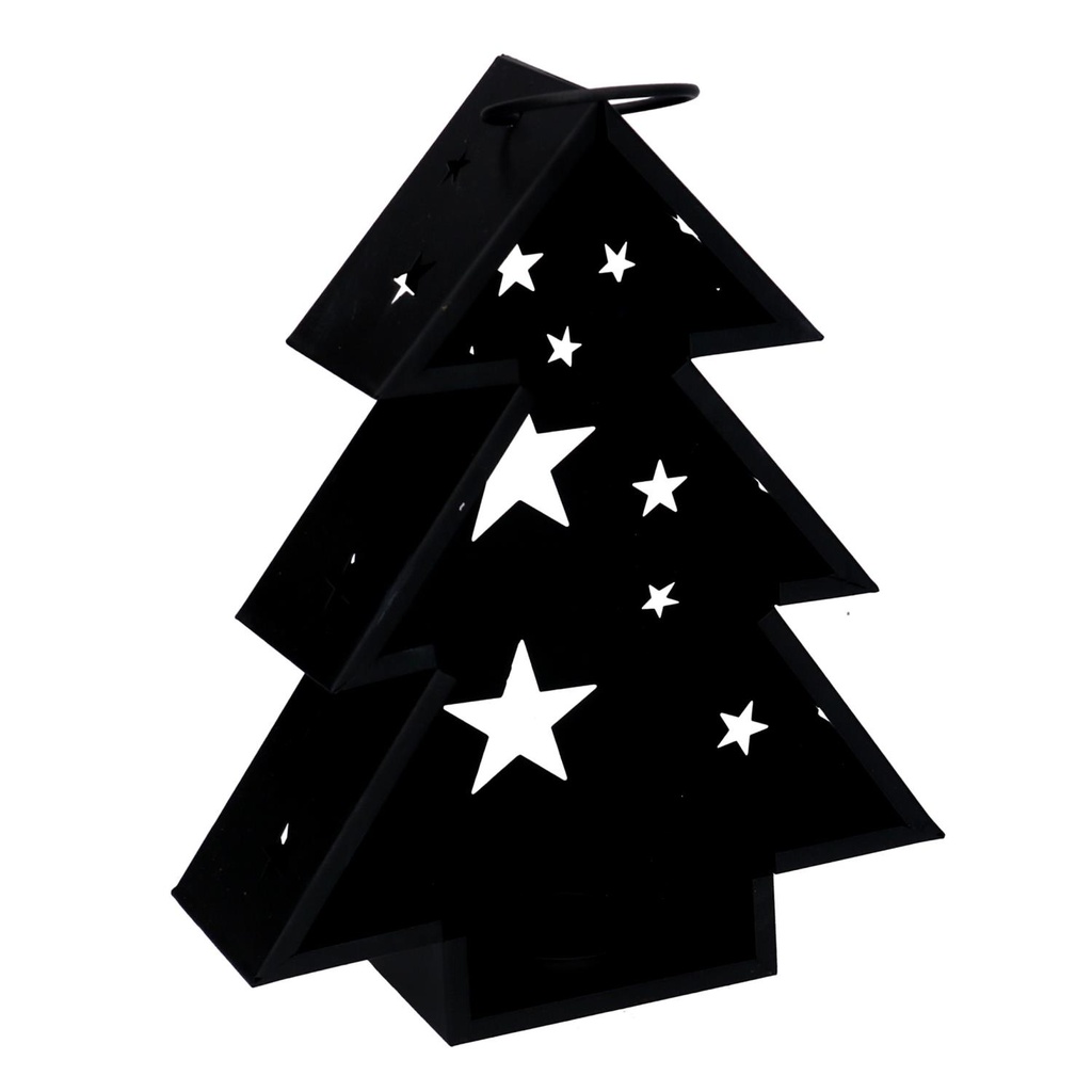 Lanterna metallo albero nero cm27x7,5h32,5