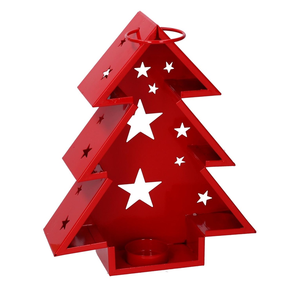Lanterna metallo albero rosso cm20x6h25