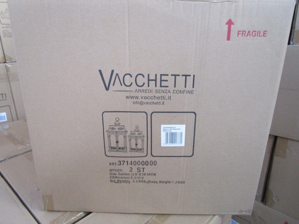 Lanterna metallo bianco 1-2 rettangolare cm24x16,3h43