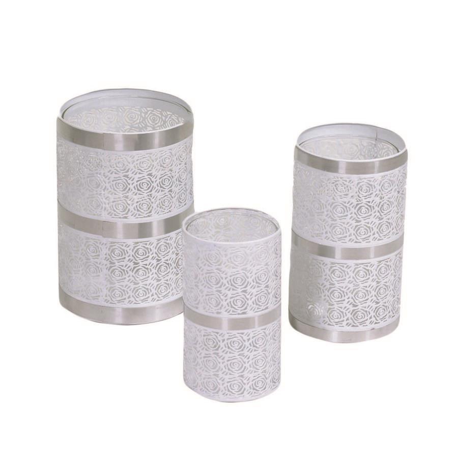 Round white metal lantern 1-3 cmø17x16h25,5