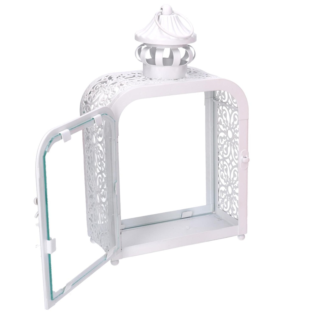 Lanterna metallo bianco cm17x9h30,5