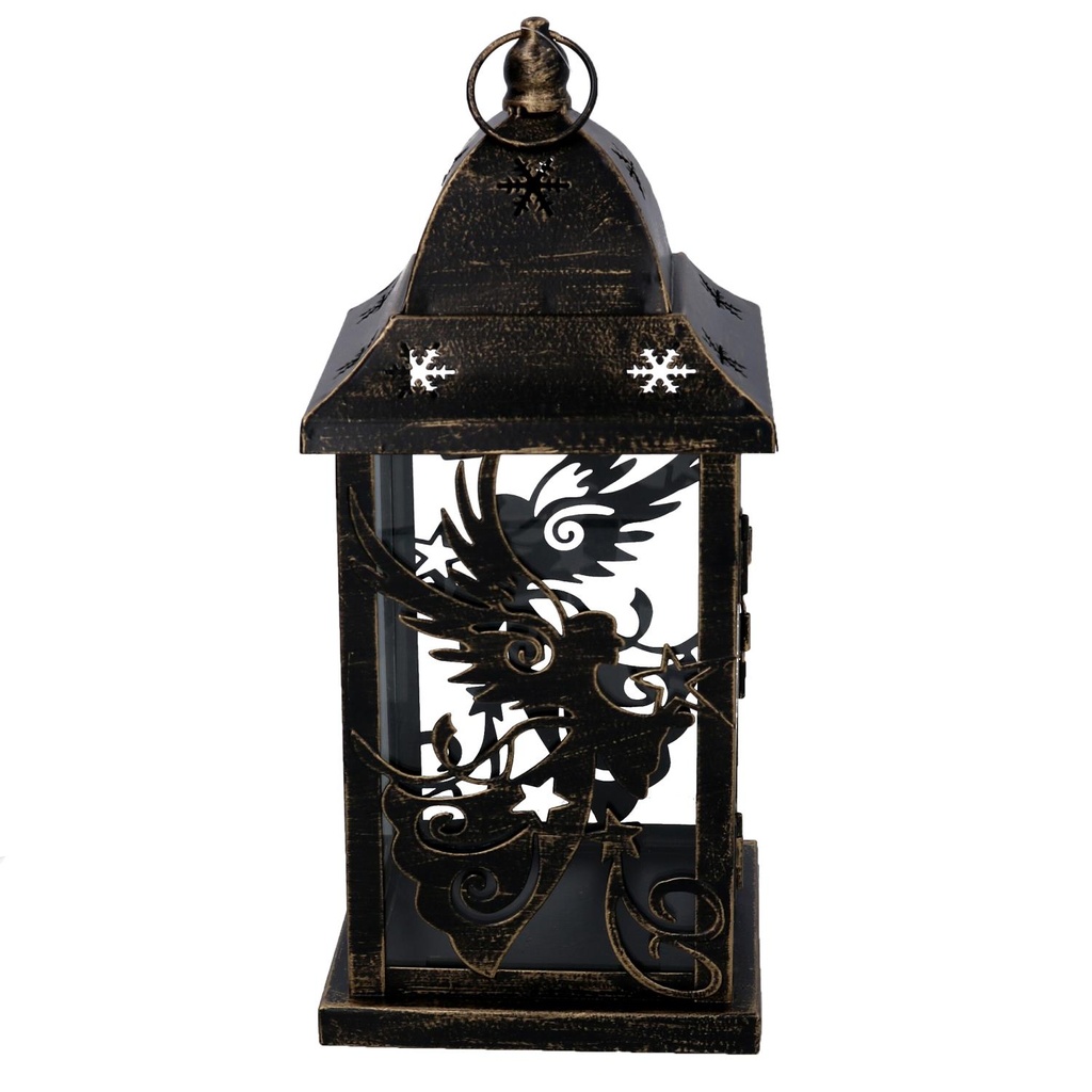 Lanterna metallo nero e oro quadro cm14x14h33