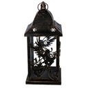 Lanterna metallo nero e oro quadro cm14x14h33