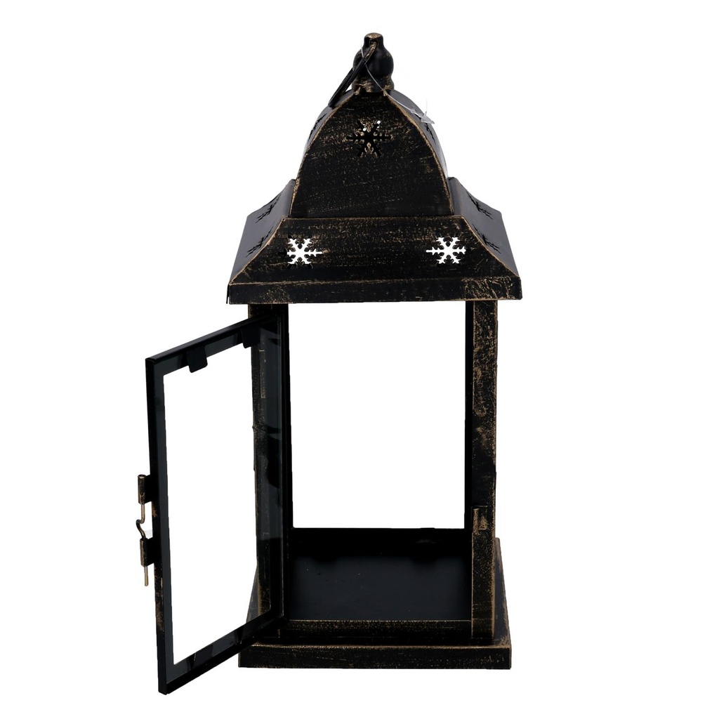 Lanterna metallo nero e oro quadro cm14x14h33