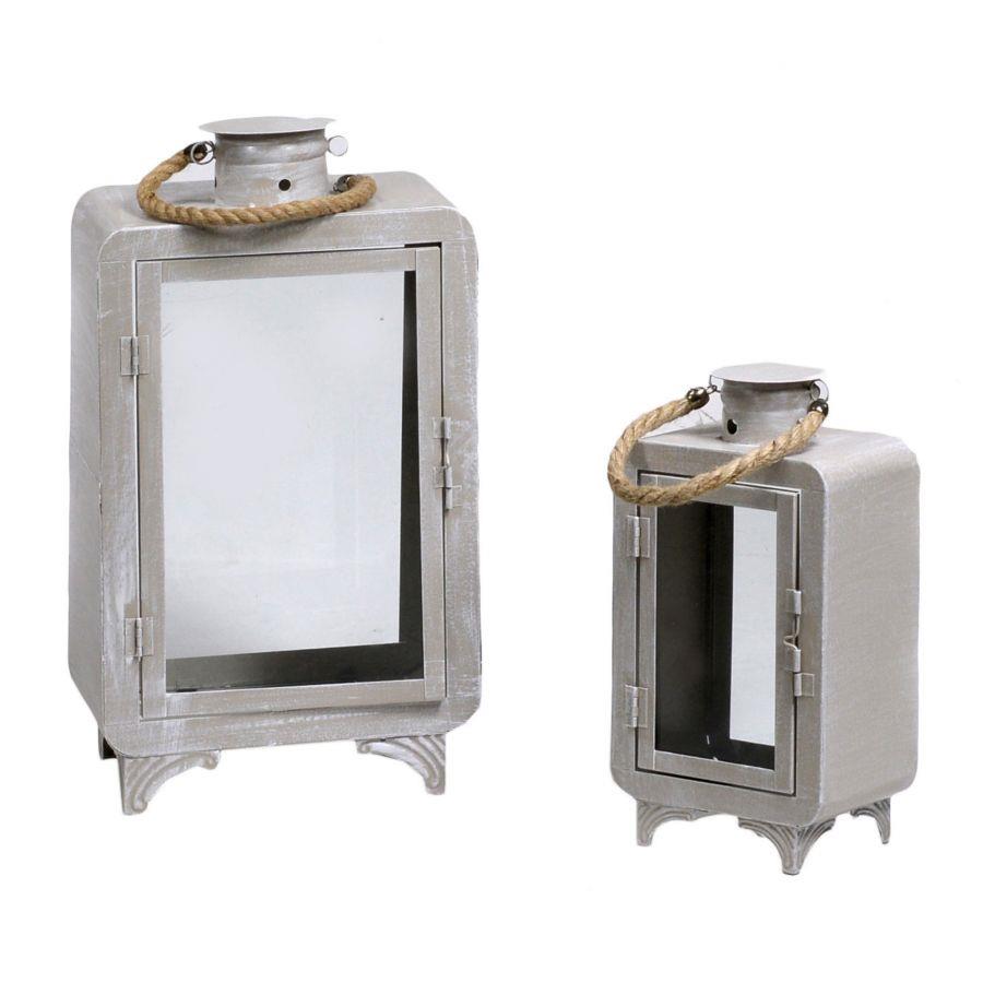 Rectangular sand metal lantern 1-2 cm24x15h44