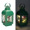Lanterna metallo verde con led quadro cm11x11h24