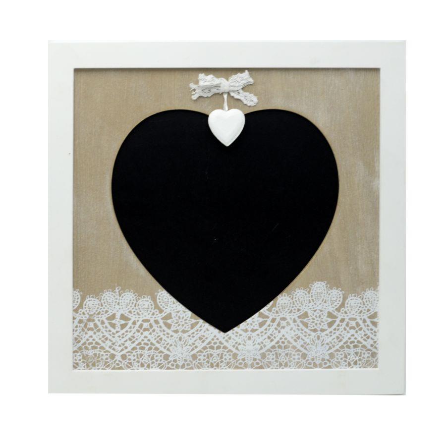Elegance square heart wooden blackboard cm30x30x1,5