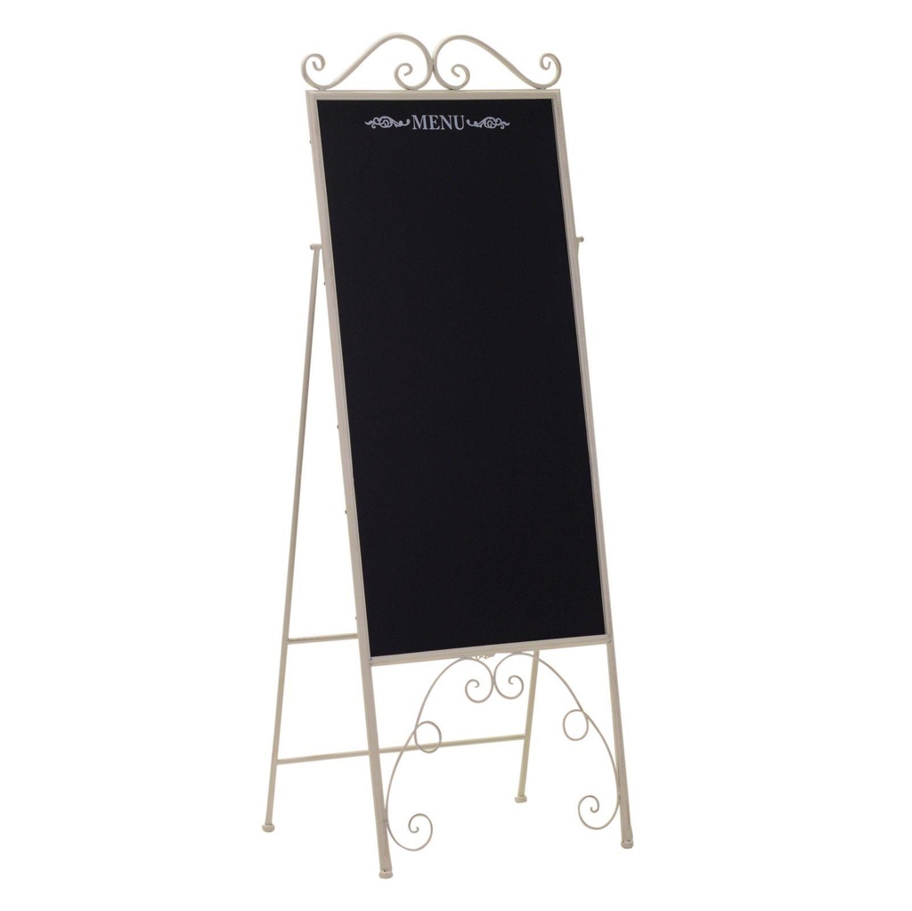 Rectangular white metal blackboard menu cm47x41h34-128