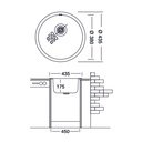Lavello cucina a pozzetto in acciaio inox da incasso diam. 43.5 cm