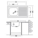 Lavello cucina vasca con gocciolatoio dx acciaio da appoggio 50x90 cm