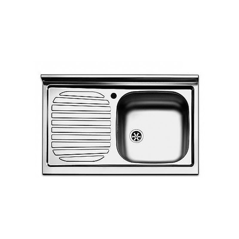 Lavello cucina vasca con gocciolatoio sx acciaio da appoggio 50x90 cm