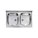 Lavello da cucina due vasche in acciaio inox da appoggio 50x80 cm