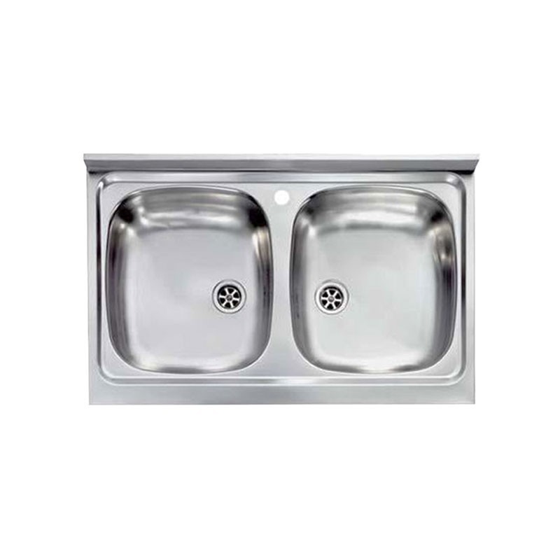 Lavello da cucina due vasche in acciaio inox da appoggio 50x80 cm