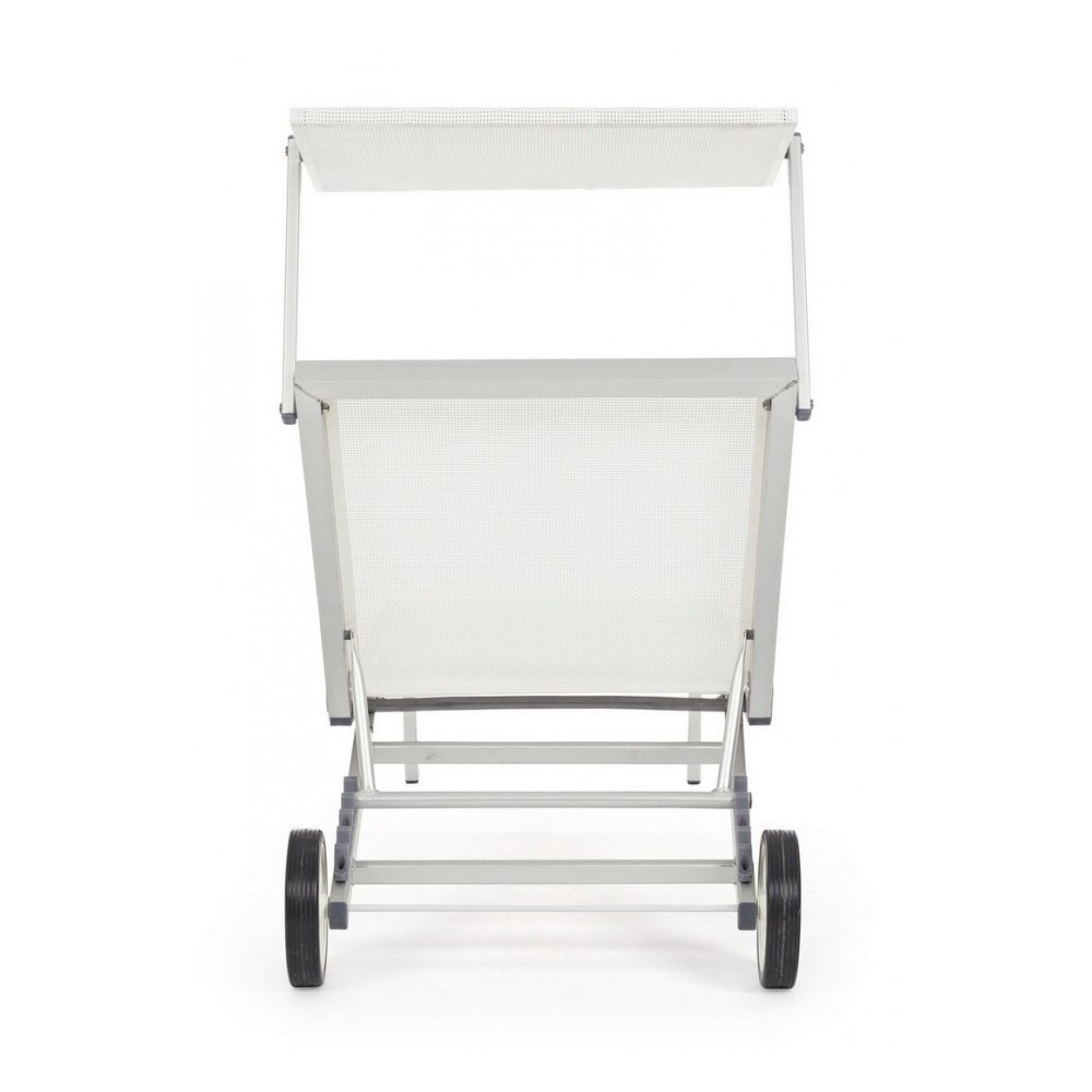 Lettino Cross con ruote in alluminio bianco