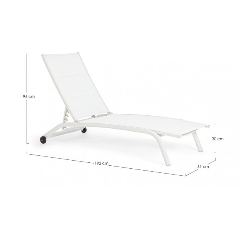 Lettino in alluminio con ruote Cleopas bianco/bianco