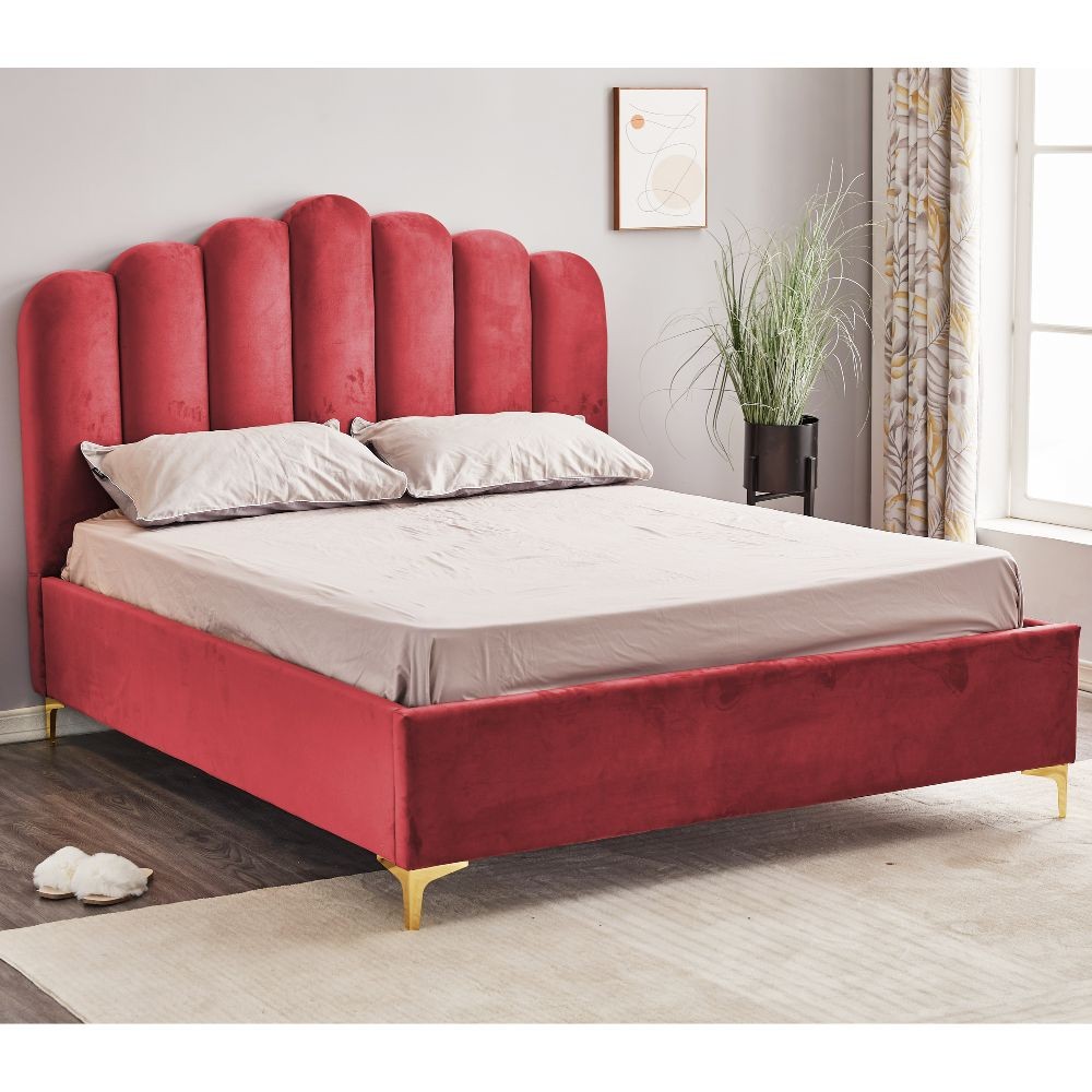 Letto Matrimoniale Contenitore Artu Rosso Testiera Smerlata 160x190 cm