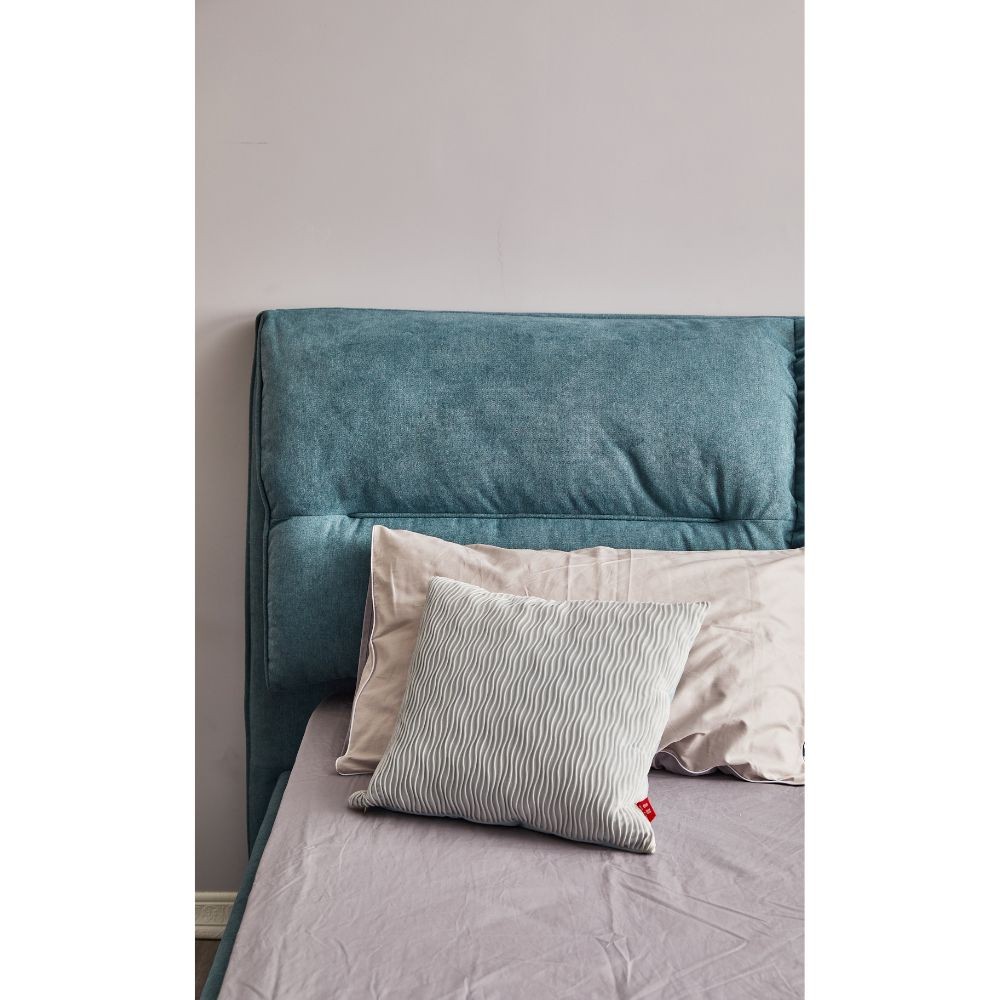 Letto Matrimoniale Contenitore Safira Tessuto Blu L 173 x P 214,5 x H 112 cm