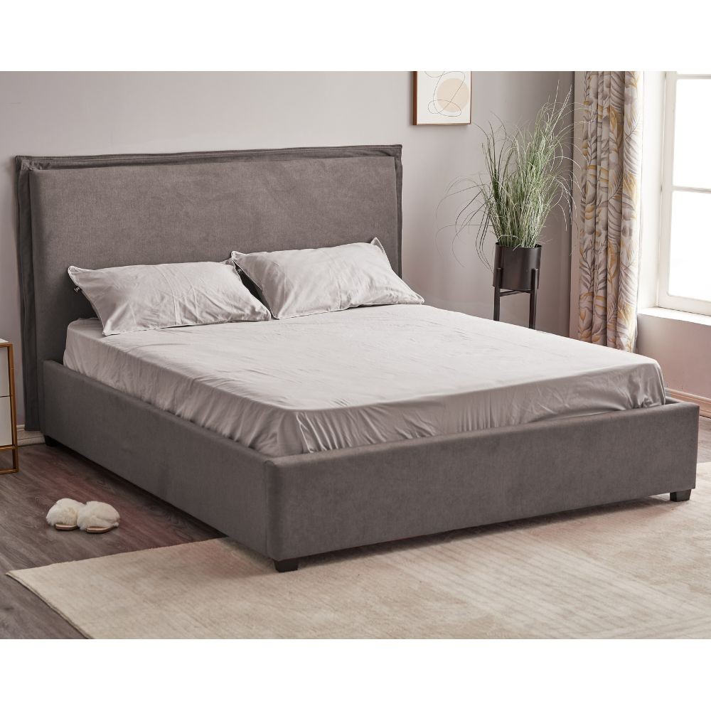 Letto Matrimoniale Neso Contenitore Tessuto Grigio  L 170 x P 206 x H 118 cm
