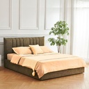 Letto Matrimoniale Saturno Tessuto Marrone Testiera Cuciture Verticali 160x190 cm