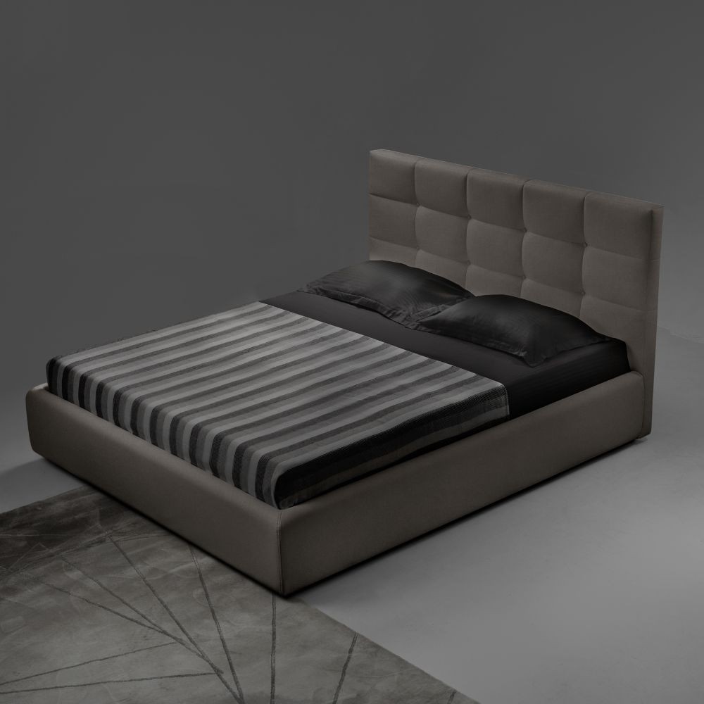 Letto matrimoniale Napoli tessuto tortora con contenitore