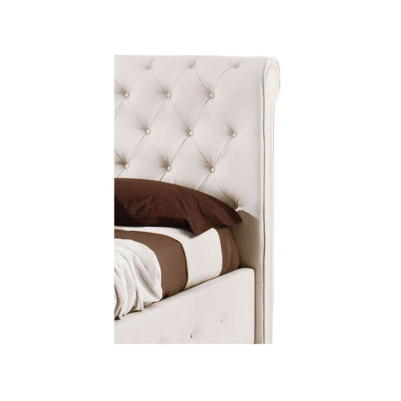 Letto matrimoniale c/ contenitore  in ecopelle Bianco 180x223xh.120 cm