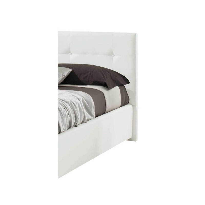 Letto matrimoniale c/ contenitore  in ecopelle Bianco 182x205xh.120 cm