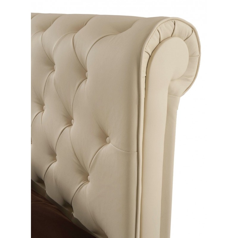 Letto matrimoniale c/ contenitore  in ecopelle Crema 180x223xh.120 cm