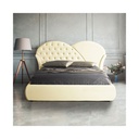 Letto matrimoniale c/contenitore in ecopelle crema  215x220xh.122 cm