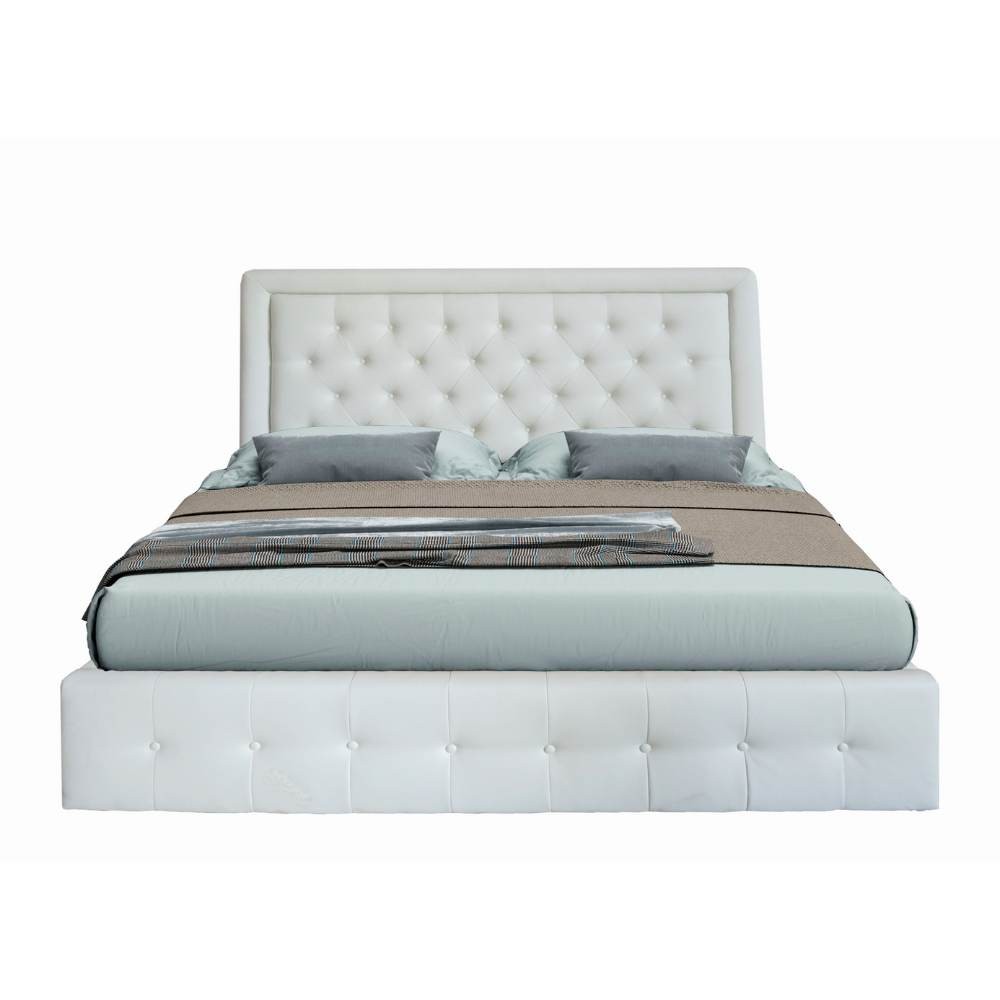 Letto matrimoniale contenitore Buttonsquare bianco testiera trapuntata con cornice