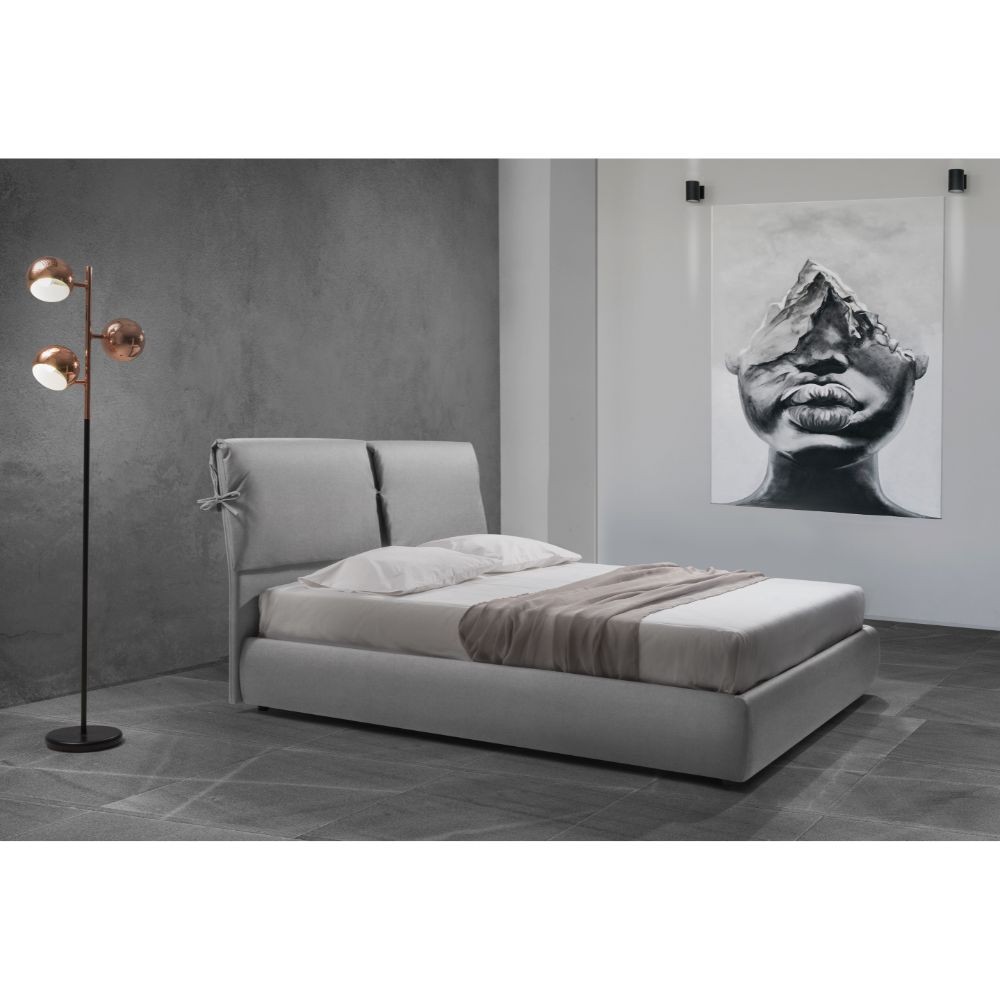 Letto matrimoniale contenitore Fiocco tessuto grigio