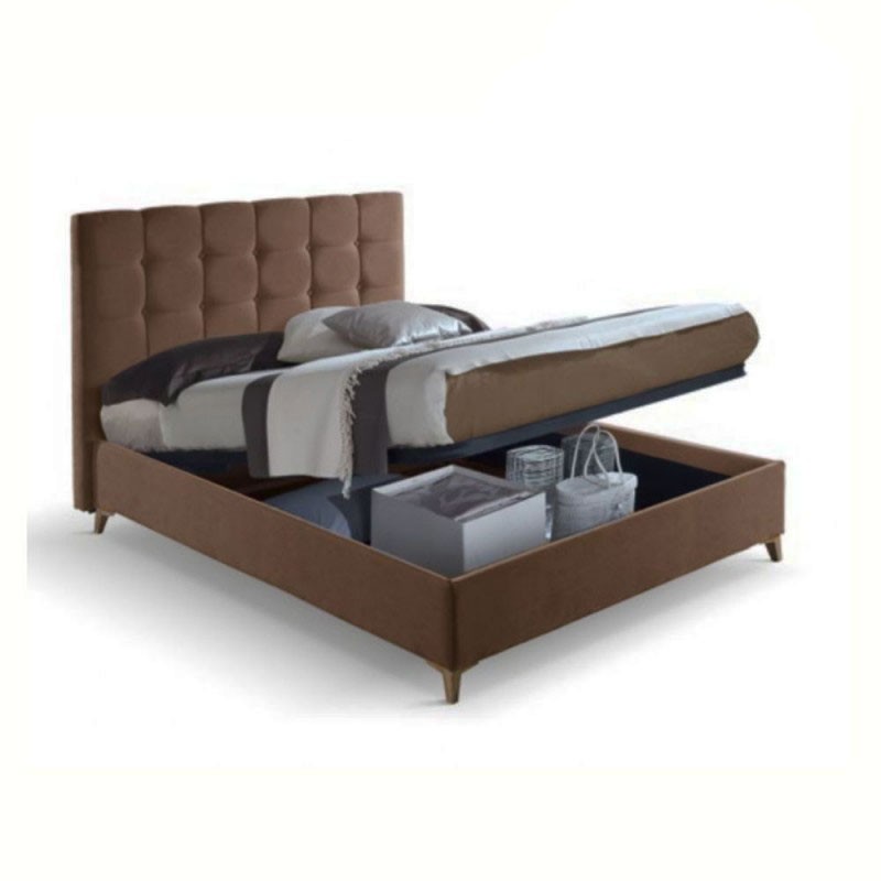 Letto matrimoniale contenitore in tessuto Marrone CLUP MONACO 198x170x h108 cm