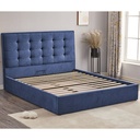 Letto matrimoniale contenitore in tessuto blu scuro Coco