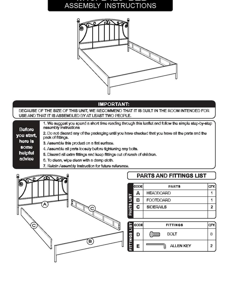 Letto nodi matrimoniale bianco 160x195x115h cm
