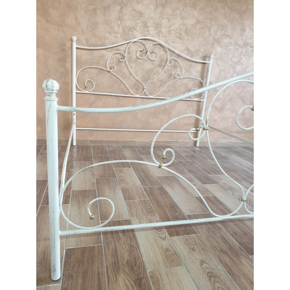 Letto singolo Papavero ferro battuto avorio oro