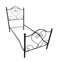 Letto singolo in ferro battuto con pediera Nero Oro PAPAVERO 90x201x h126 cm