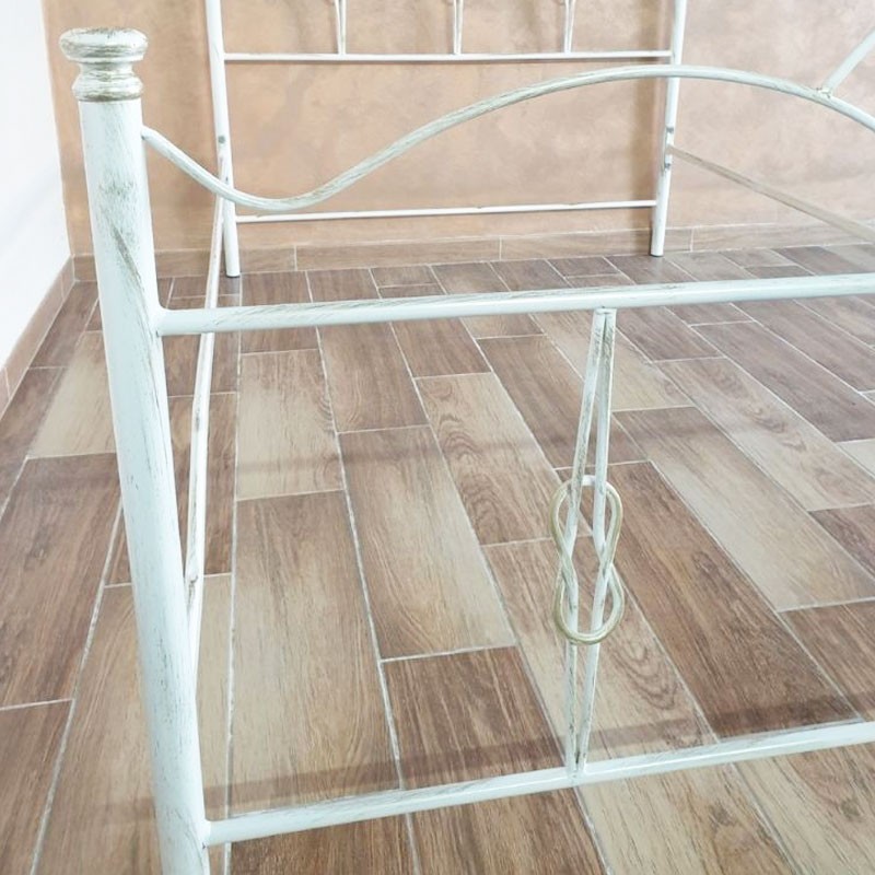 Letto una piazza e mezza in ferro battuto con pediera Bianco Oro PRIMULA 130x202x h127cm
