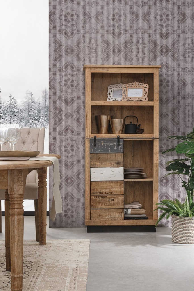 Libreria 1 anta 4 piani legno Tudor cm 71 x 34 x 163