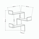 Libreria angolare a parete con 3 livelli bianca H 90 x P 22 x L 60 cm