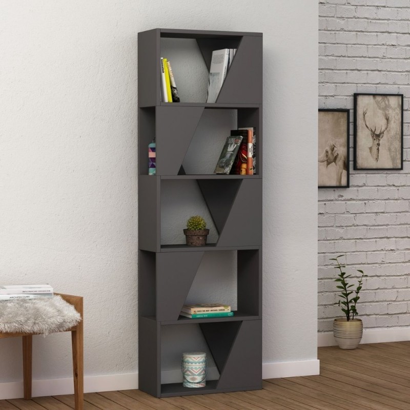Libreria antracite 5 ripiani Frame 54xx24xh.168 cm