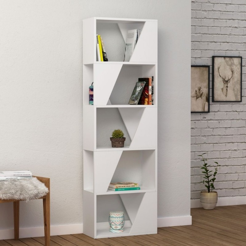 Libreria bianca 5 ripiani Frame 54x24xh.168 cm