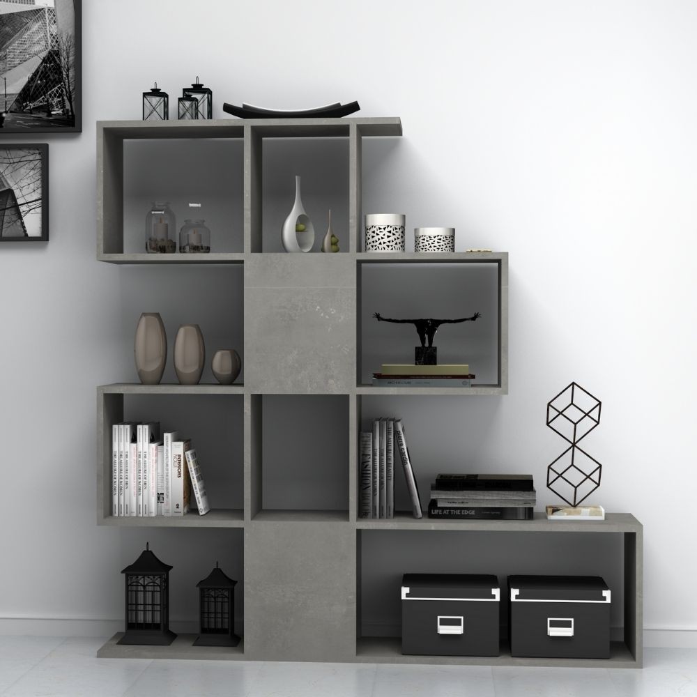 Libreria bifacciale Aktif 145x145x29 cm. grigio cemento