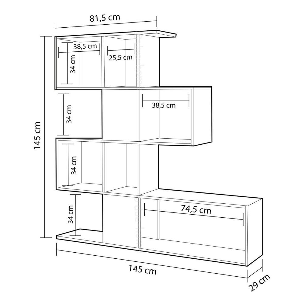 Libreria bifacciale Aktif 145x145x29 cm. grigio cemento
