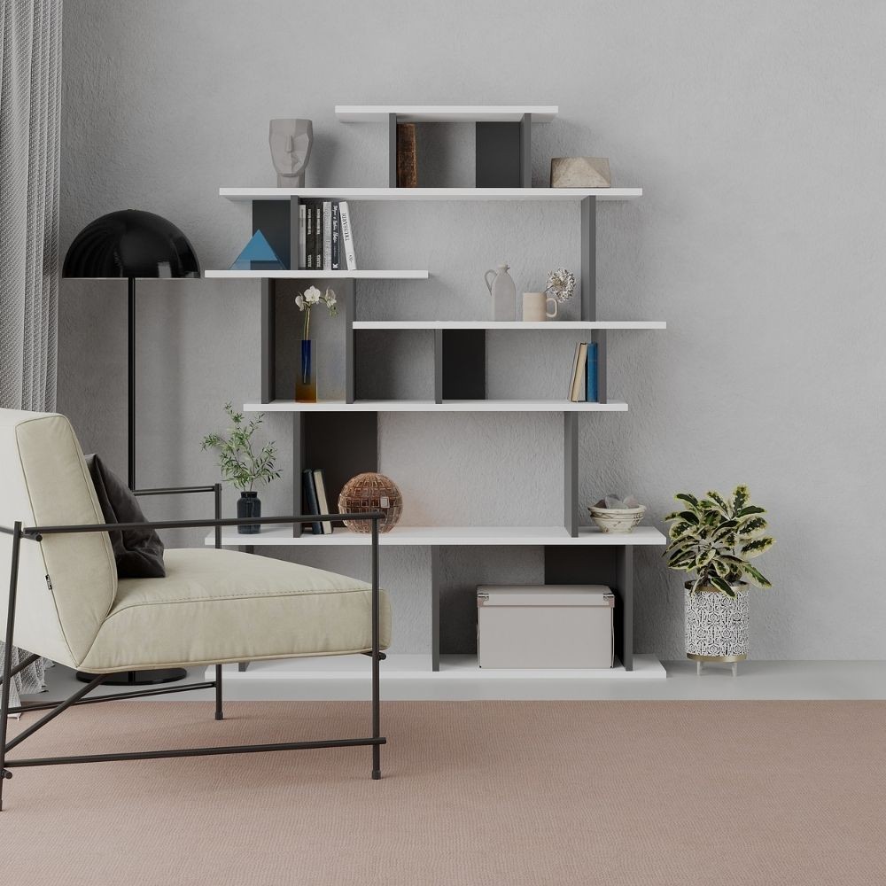 Libreria design Apollon bianco antracite